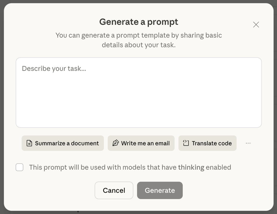 prompt generator modal